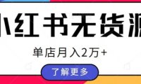 单店月入2万+，小红书无货源电商开店全套教程拆解【视频教程】