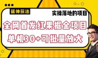 全网首发红果掘金项目，简单操作单机30＋可批量放大