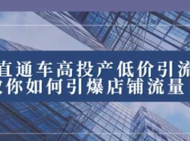2023直通车高投产低价引流玩法，教你如何引爆店铺流量！