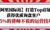 【阿里国际站】打造Top店铺-获得优质询盘客户，95%的讲师不说的运营技巧