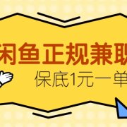 闲鱼正规兼职，接单赚钱，平均一单收益10元+，保底1元一单。