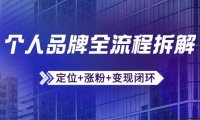 个人品牌全流程拆解：定位+涨粉+变现闭环，微信生态运营与资源整合