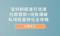 宝妈粉精准引流课，社群猎取+闲鱼爆破，私域批量转化全攻略