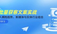 AI批量获客文案实战，普通人拥抱趋势，新媒体与实体行业结合