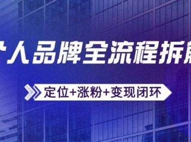 个人品牌全流程拆解：定位+涨粉+变现闭环，微信生态运营与资源整合