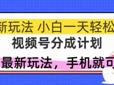 视频号分成计划，全网最暴力玩法，新手一天也能轻松500+